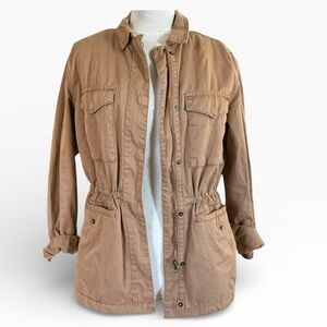 Thread & Supply Sherpa Lined Utility Jacket Military Drawstring Women's Large